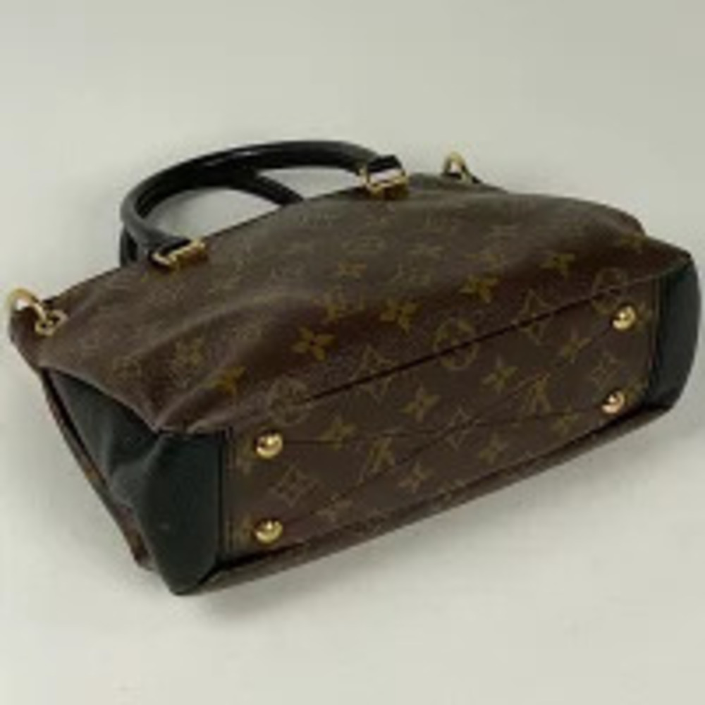 Louis Vuitton Brown Monogram Pallas Noir Black Shoulder Handbag Bag Brown Black
